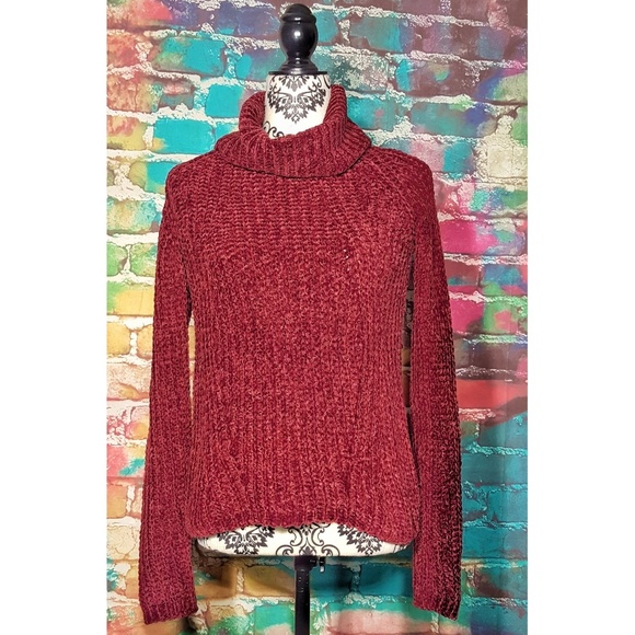 Tops - Chenille Sweater Soft Wine Medium Cowl Neck NWOT